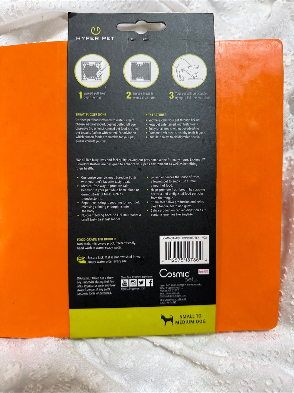 LickiMat Buddy - Orange Slow-Feed Dog Treat Mat (Small to Medium) - Picture 4 of 6